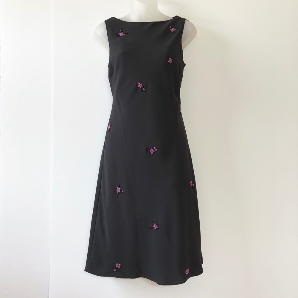 Evan Picone Pink Beaded Flower Dress